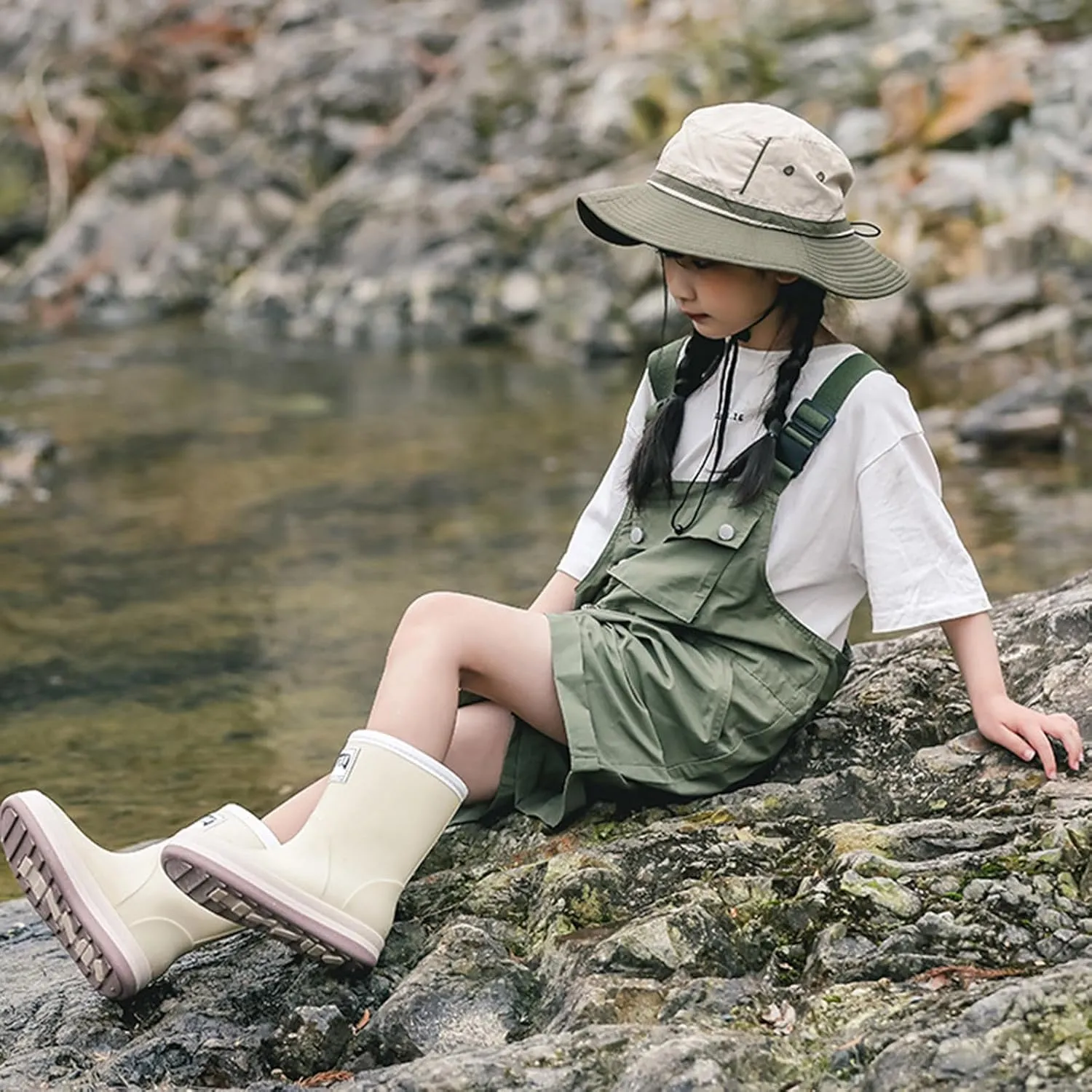 Toddler Rain Boots Kids Boys Girls Waterproof Anti-Slip Unisex Simple Summer Outdoor Lightweight Rainboot Shoes