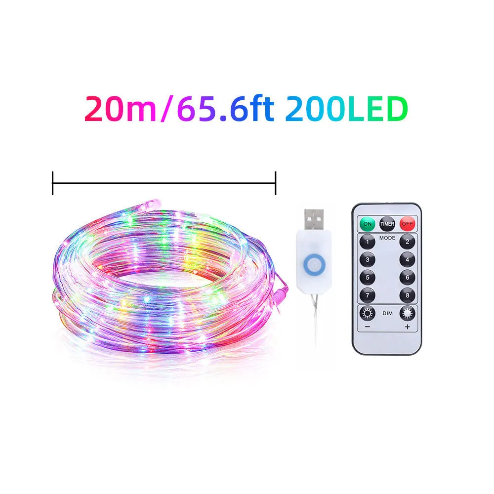 USB String Rope Lights Outdoor Color Changing 66FT 200 LED