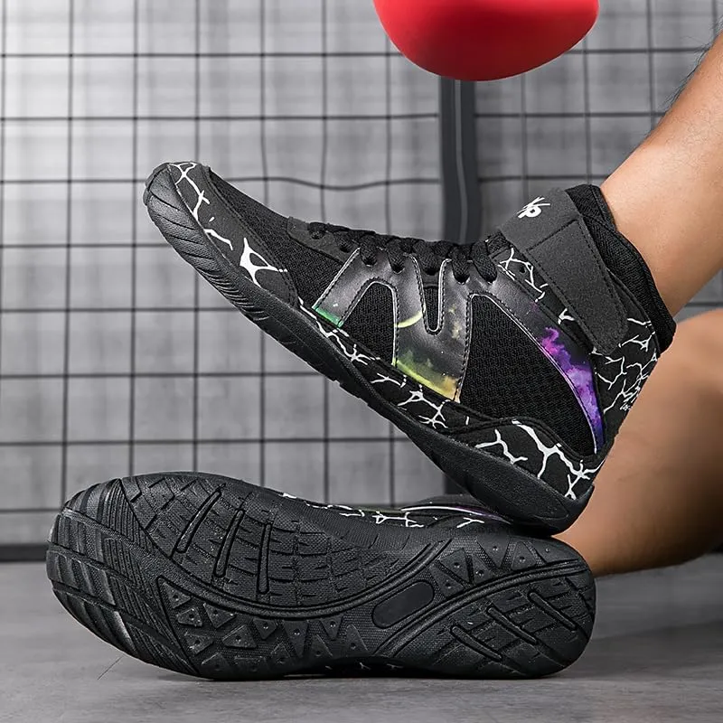 Usoway Boxing Shoes for Men and Youth, Anti-Slip Wrestling Shoes Men Youth Wrestling Shoes Training,Lightweight and Breathable Grey Wrestling Boots
