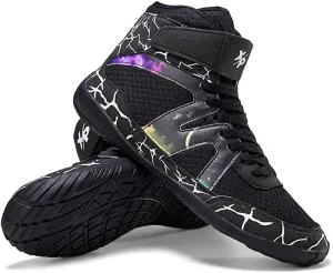 Usoway Boxing Shoes for Men and Youth, Anti-Slip Wrestling Shoes Men Youth Wrestling Shoes Training,Lightweight and Breathable Grey Wrestling Boots