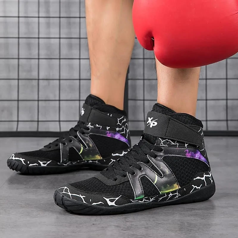 Usoway Boxing Shoes for Men and Youth, Anti-Slip Wrestling Shoes Men Youth Wrestling Shoes Training,Lightweight and Breathable Grey Wrestling Boots