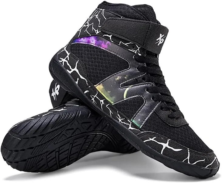 Usoway Boxing Shoes for Men and Youth, Anti-Slip Wrestling Shoes Men Youth Wrestling Shoes Training,Lightweight and Breathable Grey Wrestling Boots