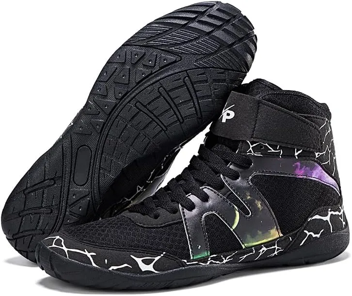 Usoway Boxing Shoes for Men and Youth, Anti-Slip Wrestling Shoes Men Youth Wrestling Shoes Training,Lightweight and Breathable Grey Wrestling Boots