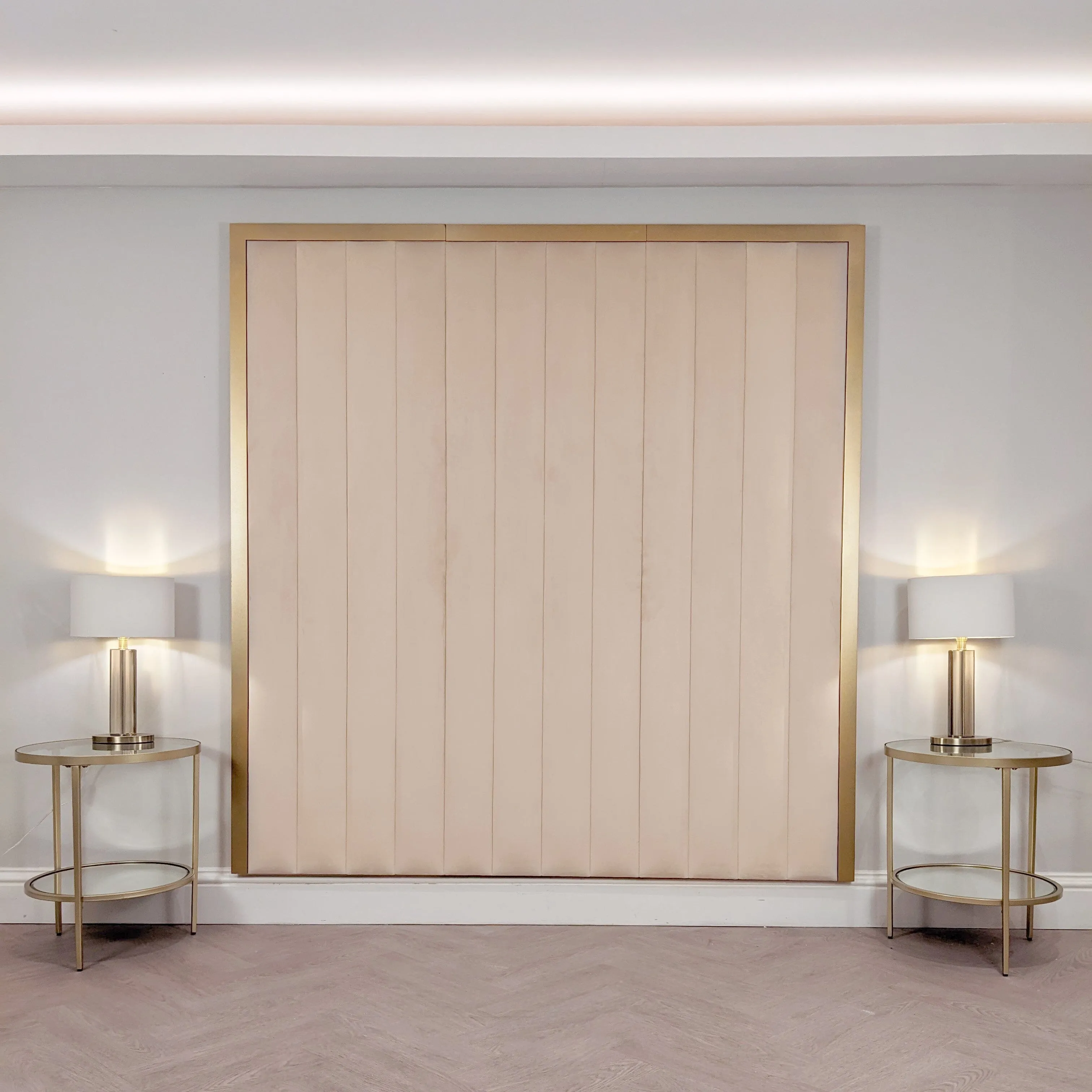 Valentina Champagne & Gold Channelled Headboard