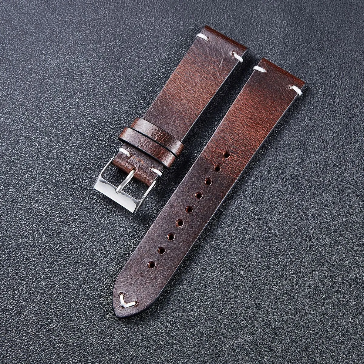 Vintage Oiled Leather Watch Straps Compatible with the Wenger 22mm Range