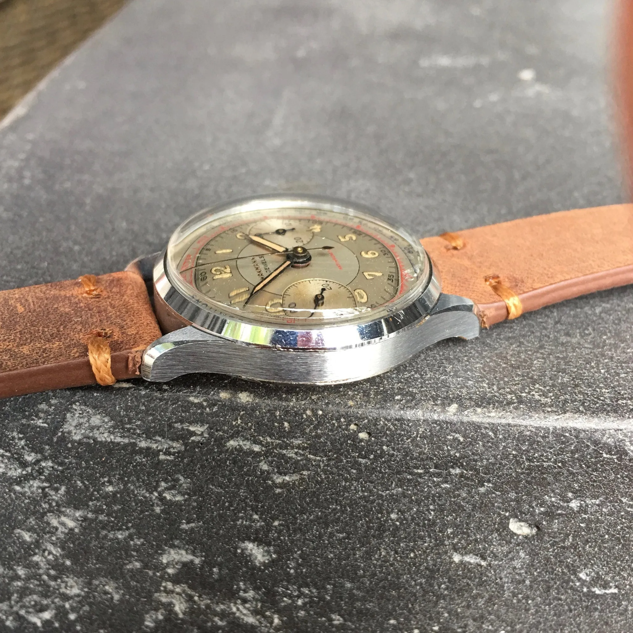 Vintage Wakmann Antimagnetic Pulsations Landeron 48 Chronograph Wristwatch
