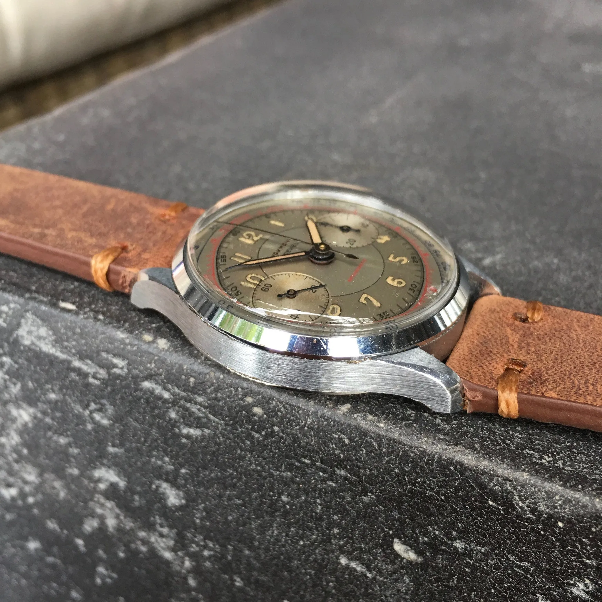 Vintage Wakmann Antimagnetic Pulsations Landeron 48 Chronograph Wristwatch