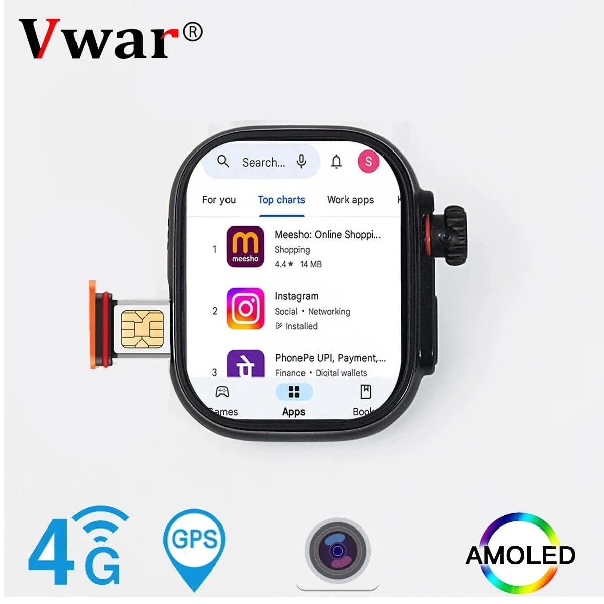 VWAR S9 Ultra 4G Android Smartwatch | 2.04" AMOLED