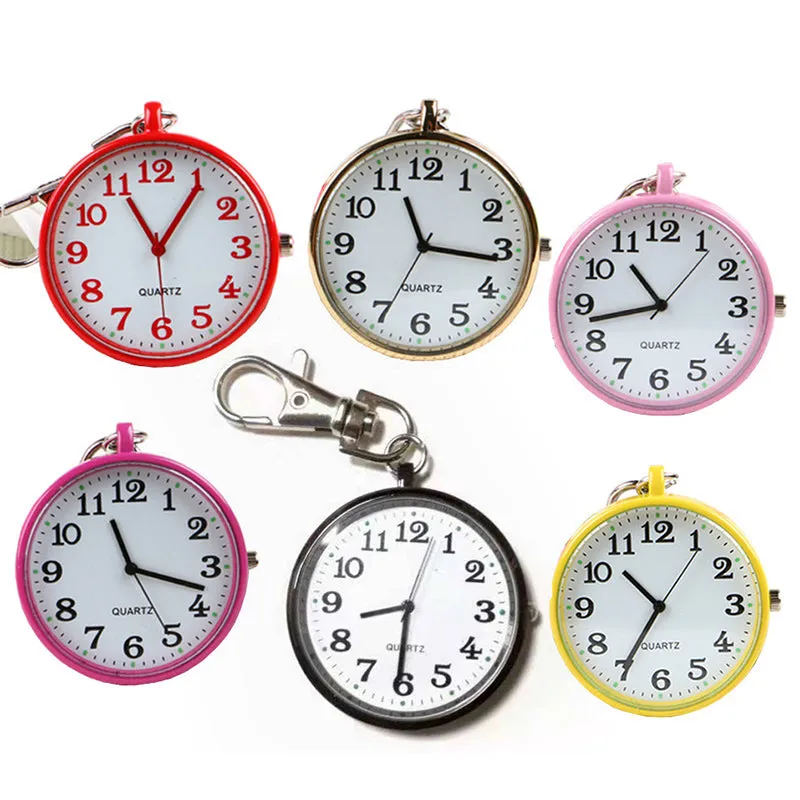 Wholesale Fashion Quartz Pocket Watch Keychain Clocks Round Dial Portable Simple Pendant For Women Men Kids Gifts Promotional Watch