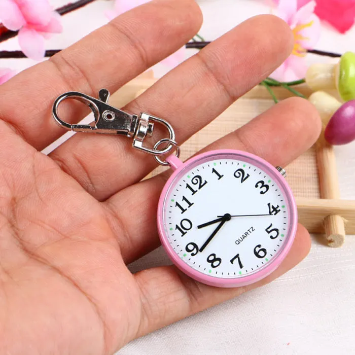 Wholesale Fashion Quartz Pocket Watch Keychain Clocks Round Dial Portable Simple Pendant For Women Men Kids Gifts Promotional Watch
