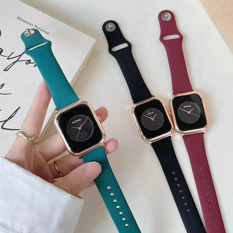Women's Jelly Silicone Simple Niche Temperament Student Male Electronic Quartz Small Square Watch