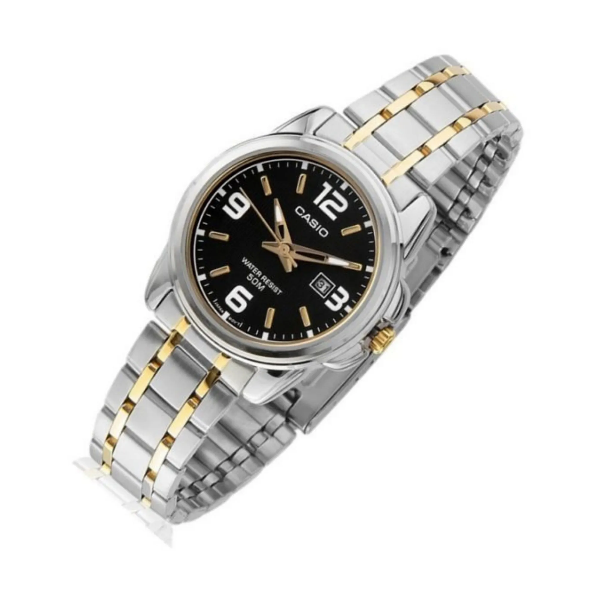 WW0028 Casio Enticer Date Two Tone Ladies Chain Watch LTP-1314SG-1AVDF