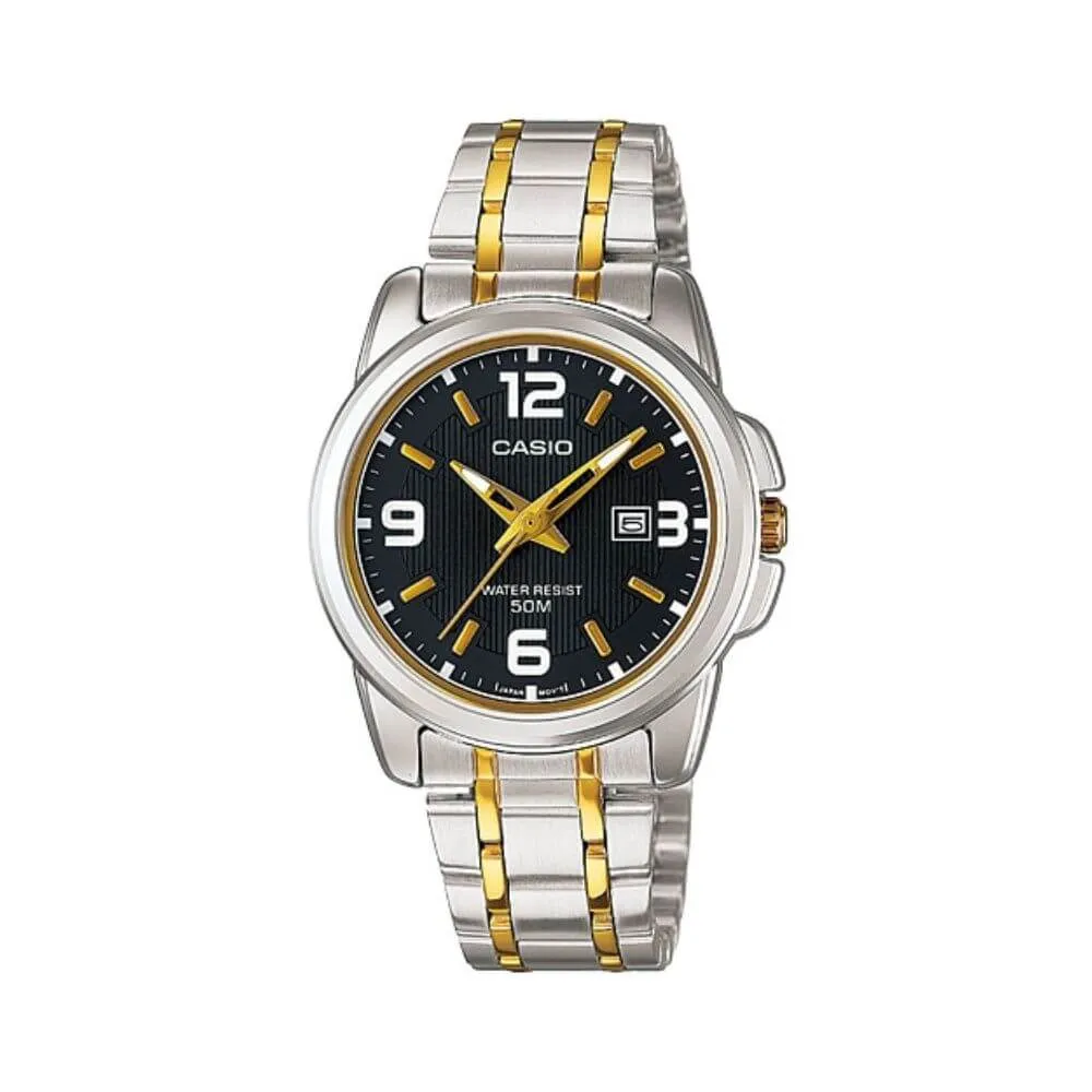 WW0028 Casio Enticer Date Two Tone Ladies Chain Watch LTP-1314SG-1AVDF