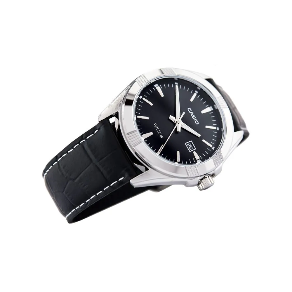 WW0484 Casio Enticer Date Leather Belt Watch MTP-1308L-1AVDF