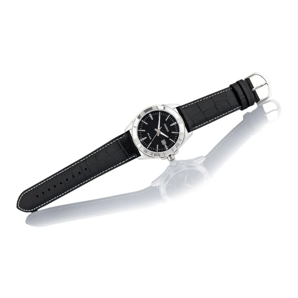 WW0484 Casio Enticer Date Leather Belt Watch MTP-1308L-1AVDF