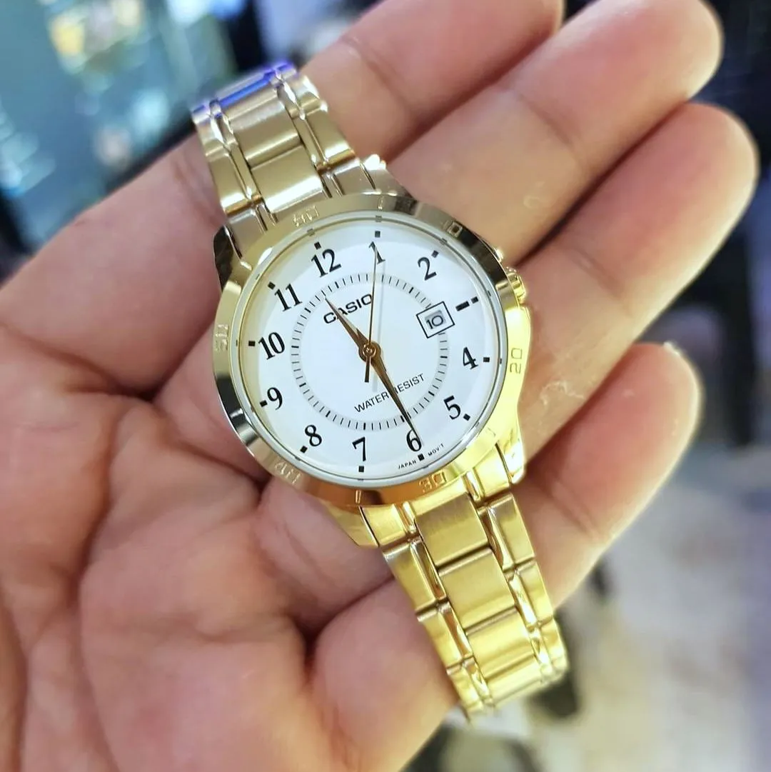 WW2001 Casio Standard Date Golden Ladies Chain Watch LTP-V004G-7BUDF
