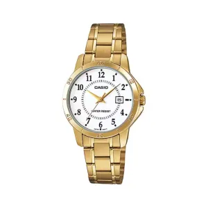WW2001 Casio Standard Date Golden Ladies Chain Watch LTP-V004G-7BUDF
