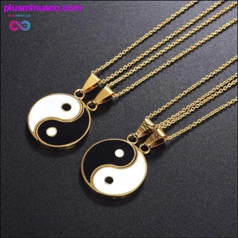 Yin Yang Pendant Necklace for Couples or BFF 2 Piece