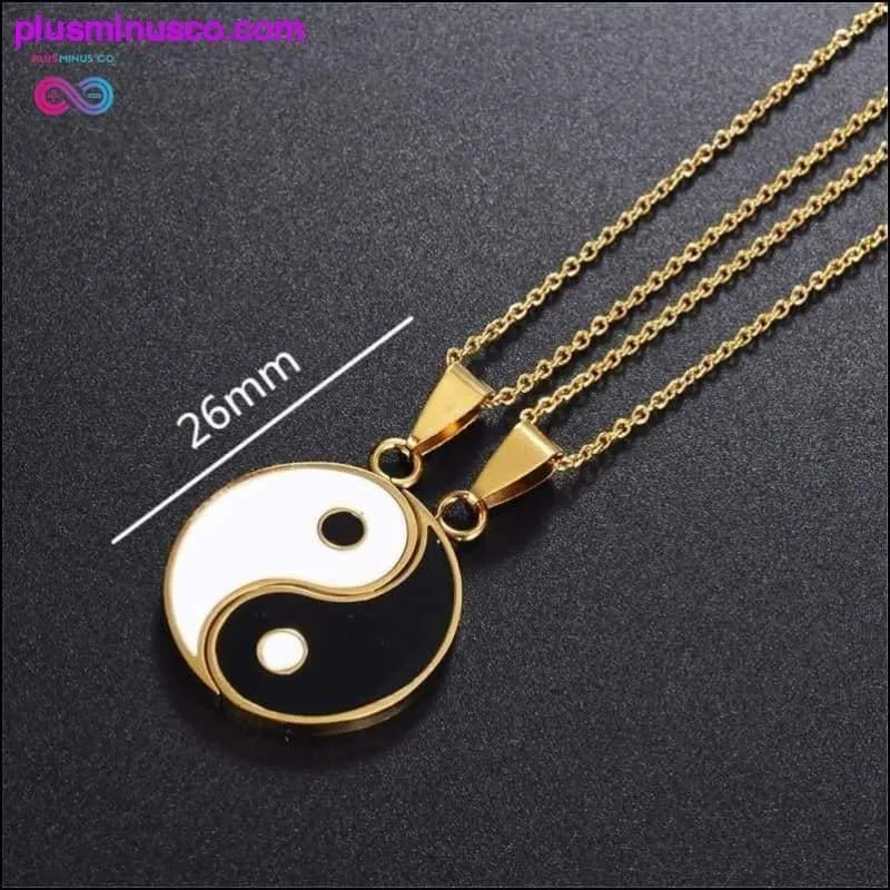 Yin Yang Pendant Necklace for Couples or BFF 2 Piece