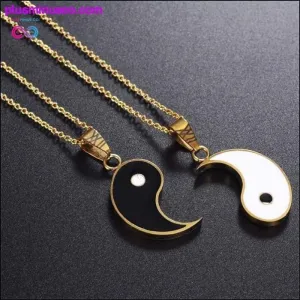 Yin Yang Pendant Necklace for Couples or BFF 2 Piece